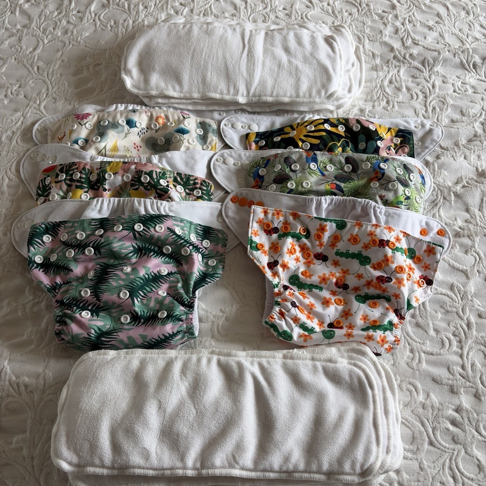 Wegreeco Cloth Diapers 6 Pack One Size Adjustable Reusable + 12 Inserts